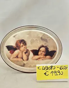 Quadro ovale angioletti argento17x13cm
