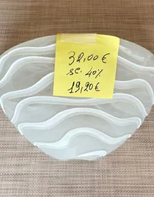 Applique vetro decori bianchi, lunghezza 30cm