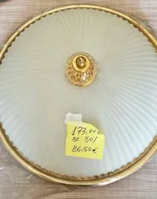 Plafoniera vetro bordo dorato, Ø 50cm
