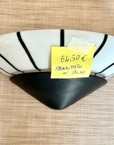 Applique vetro bianco e nero, lunghezza 40cm