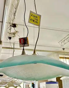 Lampadario vetro bordo verde, Ø 53cm