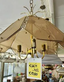 Lampadario esagonale vetro marrone, Ø 53cm