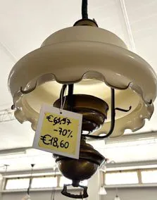 Lampadario a canfino vetro e ottone, Ø 40cm