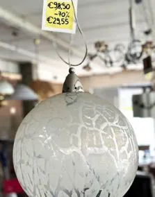 Lampadario rotondo vetro bianco decorato, Ø 30cm