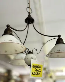 Lampadario a 3 luci in vetro bianco decorato, Ø 52cm 