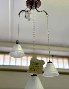Lampadario a 3 luci pendenti vetro, Ø 33cm, lunghezza 90cm