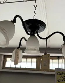 Lampadario a 4 luci vetro bianco con decorazioni, Ø 55cm