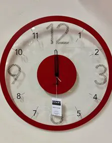 Orologio in vetro con bordo rosso Ø 45cm