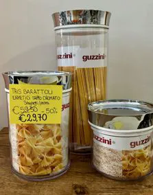 Tris barattoli ermetici Guzzini in plastica con tappo cromato